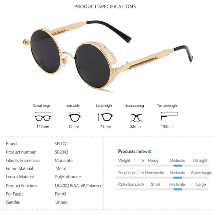 Éventuelles LOV-Lunettes de soleil polarisées rondes vintage pour hommes et femmes