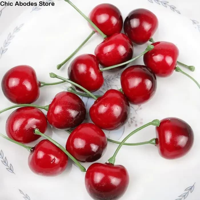 Accessoires de photographie, Ornement de fruits, Mini cerises artificielles réalistes, Modèle de fruits, Cerises rouges, Faux cerises