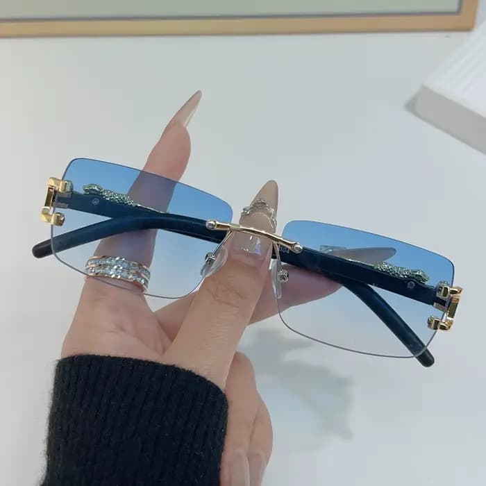 Lunettes de soleil rectangulaires personnalisées sans cadre pour femmes et hommes