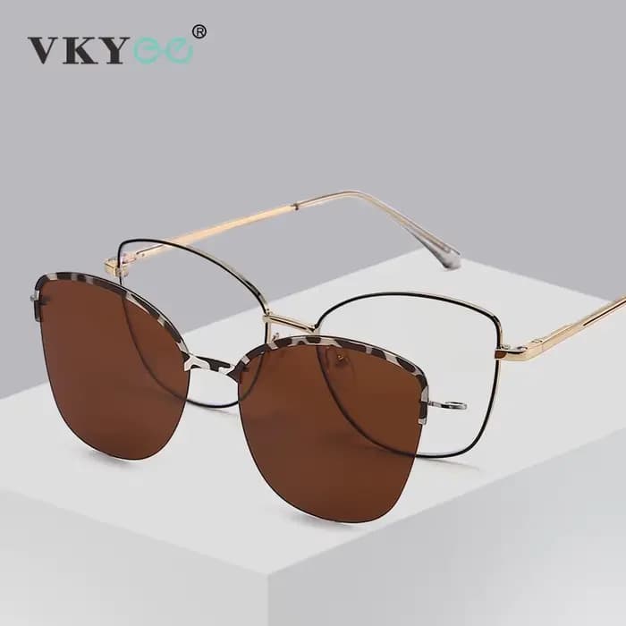 VICKY nouvelle mode lunettes de soleil polarisées œil de chat pince magnétique myopie
