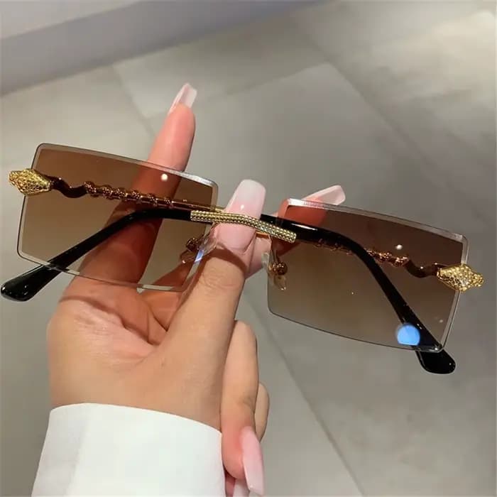 Lunettes de soleil en métal en forme de serpent sans monture