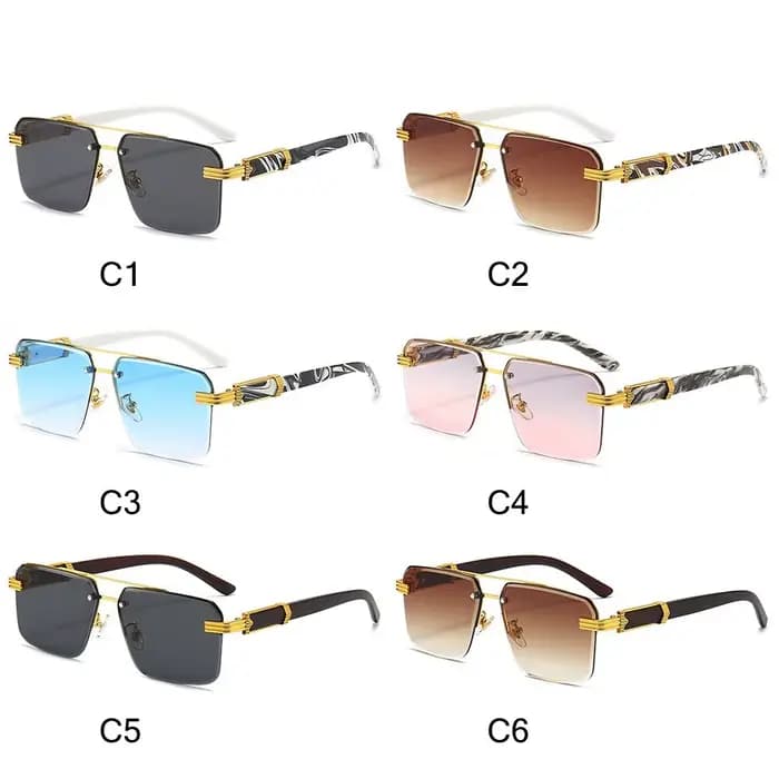 Lunettes de soleil carrées vintage sans monture pour hommes et femmes