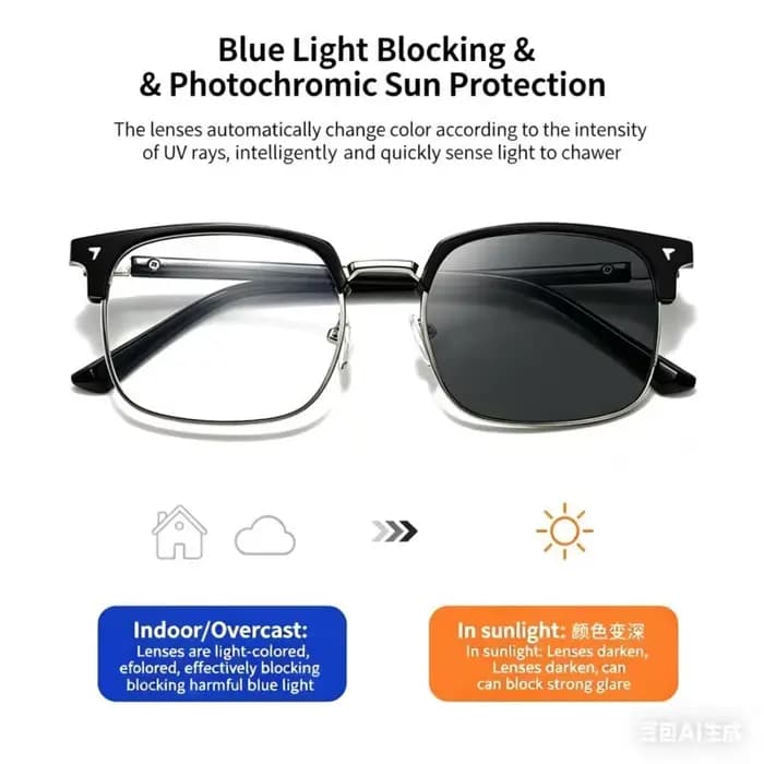 Lunettes photochromiques anti-lumière bleue pour hommes et femmes