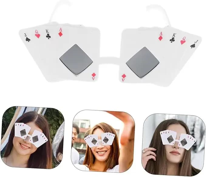 Lunettes de soleil sur le thème du poker, lunettes à motifs de cartes à jouer, accessoires de déguisement pour adultes sur le thème du poker, fournitures pour fêtes à thème