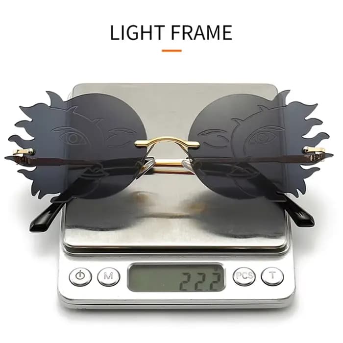 Buc& EI-Lunettes de soleil rondes irrégulières sans monture pour hommes et femmes, nuances de lunettes de soleil UV400, verres dégradés vintage, unique, mode