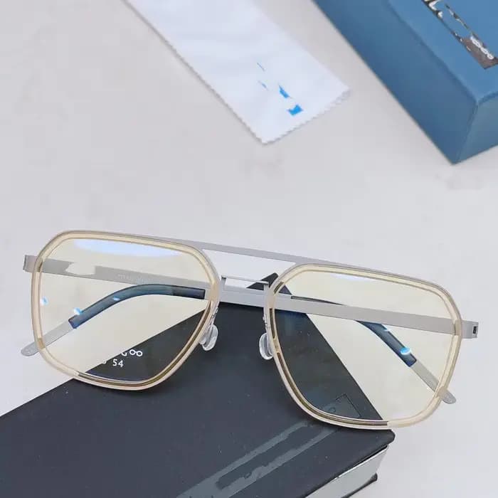Lunettes carrées ultra-légères à double faisceau en titane pour hommes et femmes