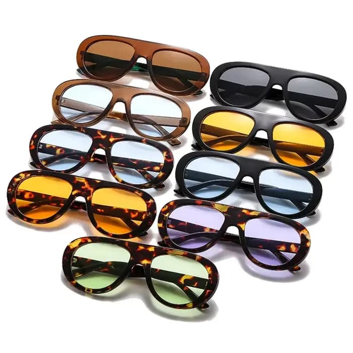 SO & EI Vintage pilote hommes couleur bonbon lunettes de soleil mode léopard nuances UV400 femmes tendance Punk