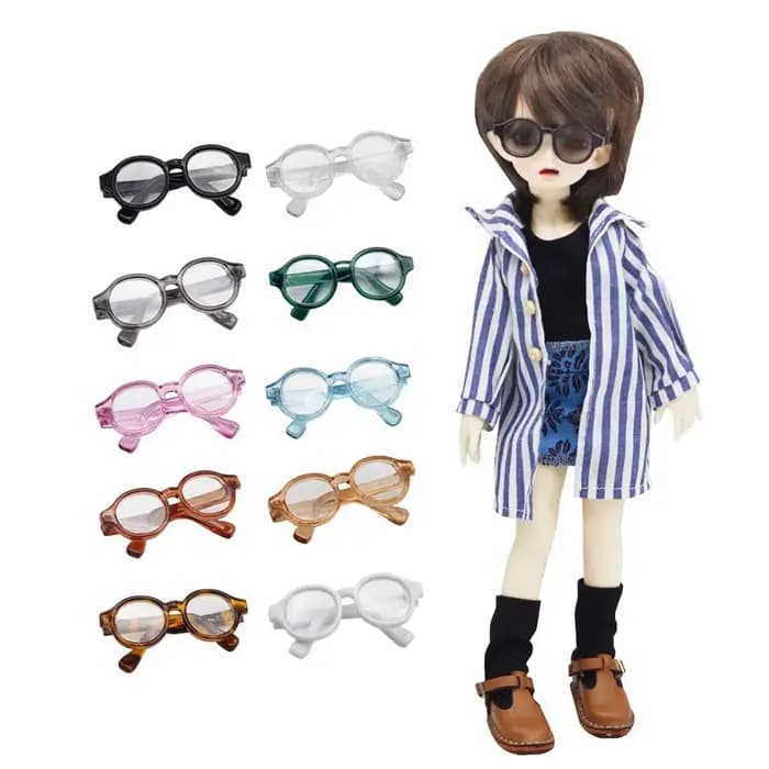 Mini lunettes à beurre multicolores, 4.5 cm/1.77 pouces, miniatures, monture ronde en plastique, accessoire jouet pour enfants