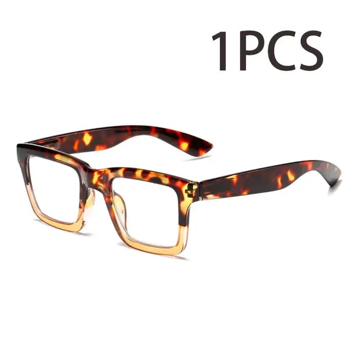 1 paire de lunettes de lecture élégantes et confortables à monture large, anti-lumière bleue, adaptées aux hommes et aux femmes
