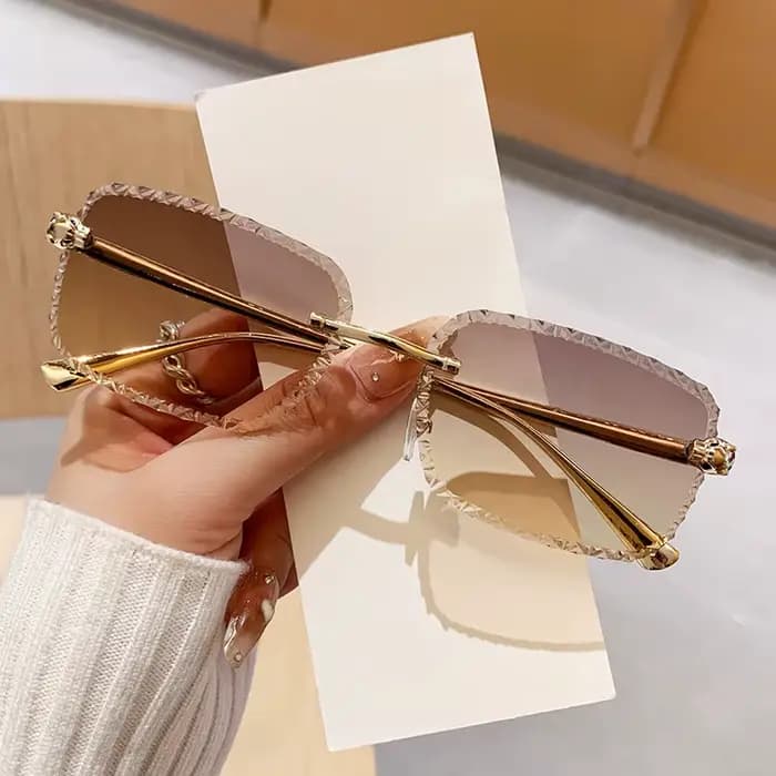 Lunettes de soleil à tête de léopard sans cadre
