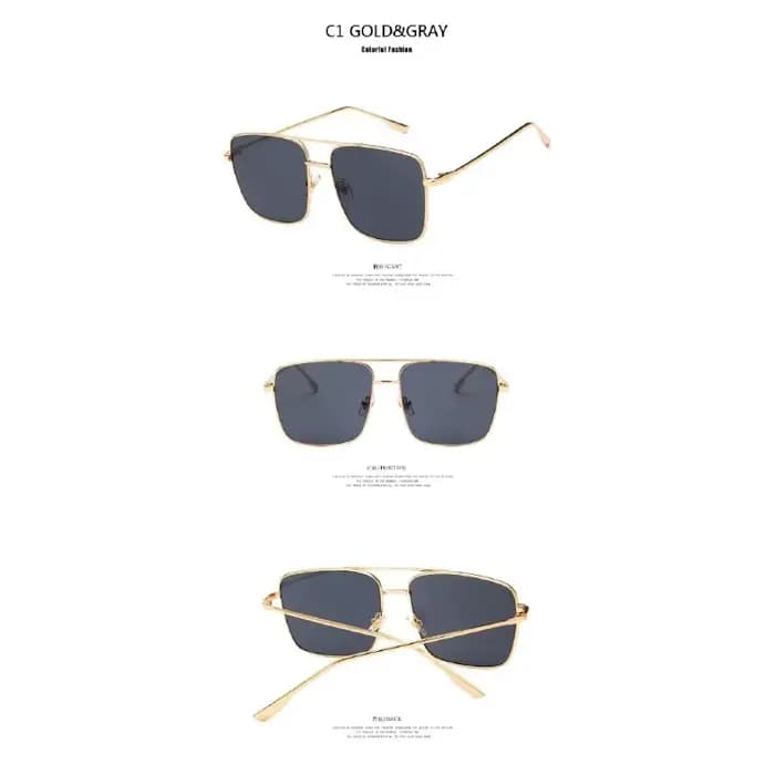 Lunettes de soleil surdimensionnées en métal pour femmes