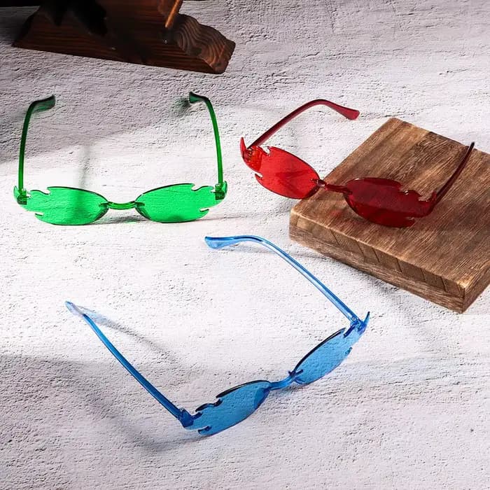 Lunettes de soleil rétro sans monture en forme de flamme