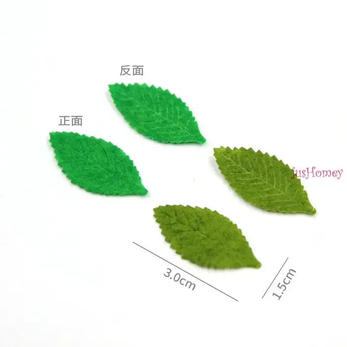 Feuilles vertes en feutre de laine pour bricolage, appliques en forme de cuir chevelu, fournitures de couture, accessoires d'artisanat, Noël, 30mm * 15mm, 100 pièces