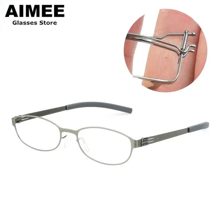 Allemagne marque sans vis ovale rond lunettes cadre femmes hommes ultraléger étroit mince