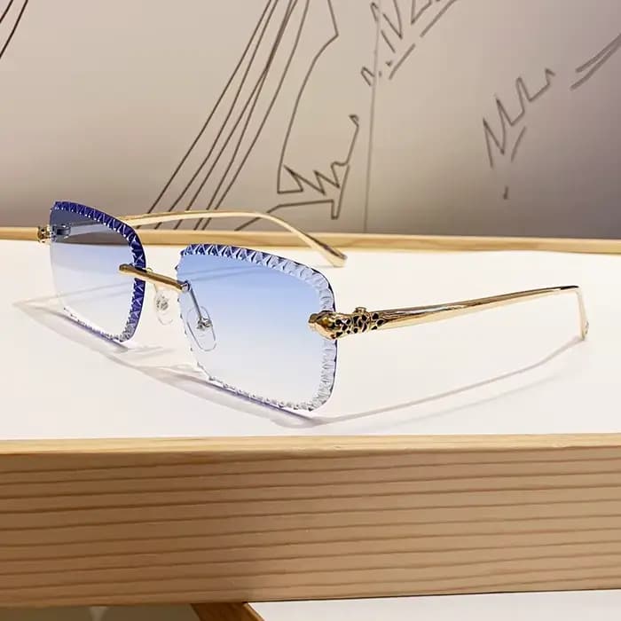 Lunettes de soleil à tête de léopard sans cadre