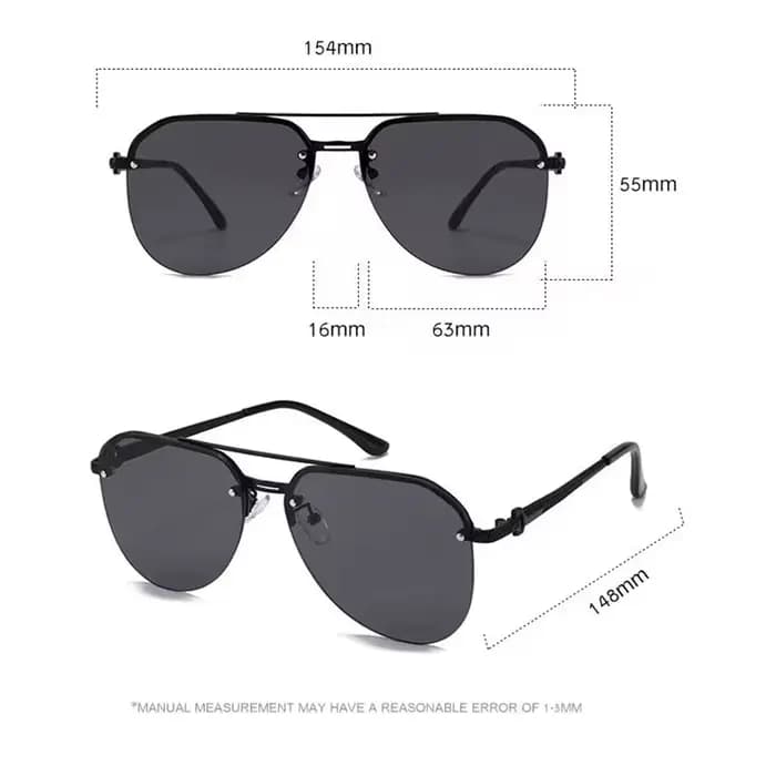 Lunettes de soleil semi-montantes à double barre pour hommes