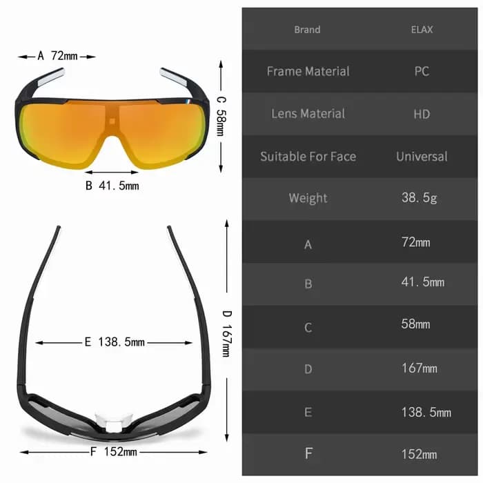 ELAX lunettes de cyclisme polarisées et photochromiques