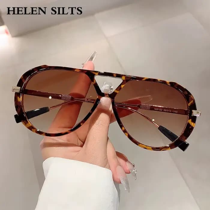 Lunettes de soleil ovales Vintage à Double pont UV400