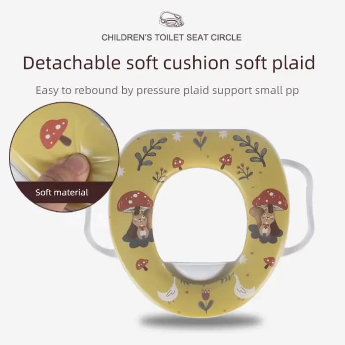 Siège de toilette pour enfants avec poignées, coussin doux, motif de dessin animé mignon, siège de toilette pour tout-petits