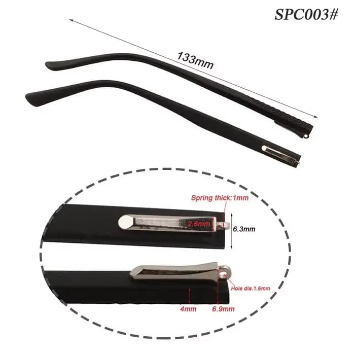 1 paire de branches de lunettes en plastique PC