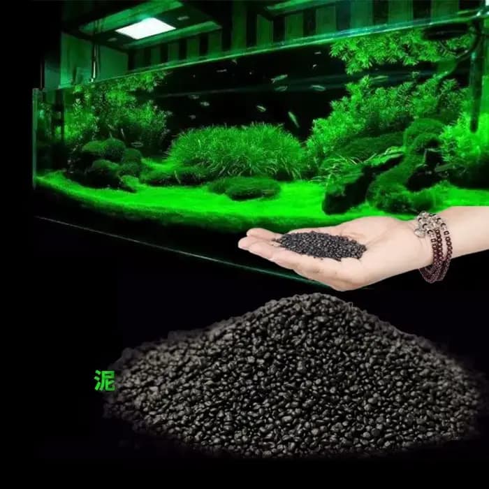 Support de Fertilité pour Plantes d'Eau Précieuse, Sable d'Aquarium, Sol, Gravier en Argile Noire pour Plantes Naturelles, Mousse d'Eau, 500g