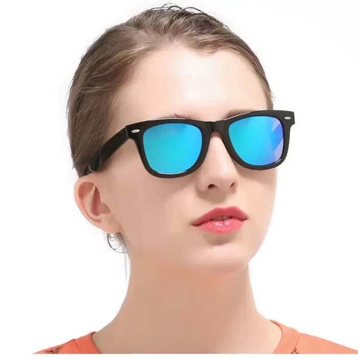 Lunettes de soleil Wayfarer à monture noire brillante pour hommes et femmes