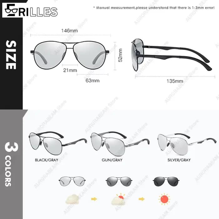 Lunettes de soleil polarisées photochromiques pour la conduite