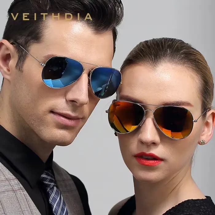 VEITHDIA lunettes de soleil unisexe classique conduite hommes femmes sport polarisé UV400 miroir lentille mode