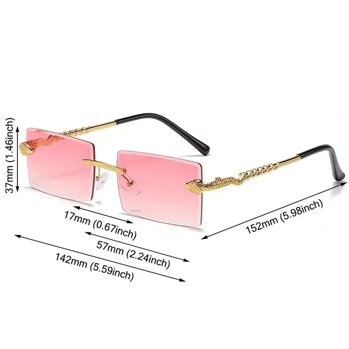 Lunettes de soleil tendance sans monture en métal en forme de serpent, monture carrée, verres dégradés, pour femmes et hommes