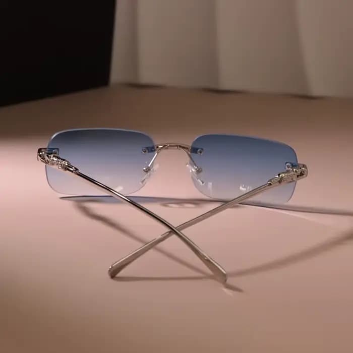Lunettes de mode rétro sans monture pour hommes et femmes – Lentille miroir PC de style simple