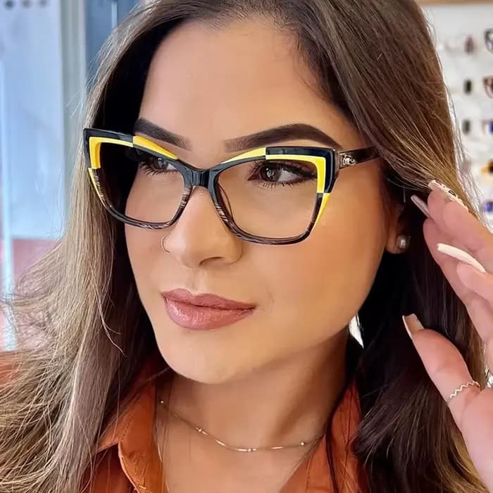 Lunettes de vue œil de chat pour femmes, verres plats, anti-lumière bleue, à la mode