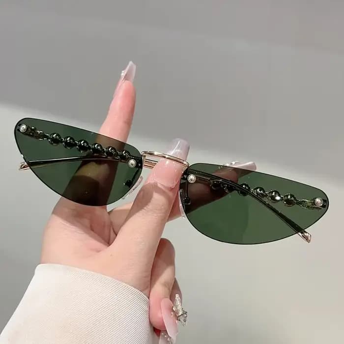 GM LUMIAS lunettes de soleil Triangle sans monture avec perles femmes nouvelle mode Vintage