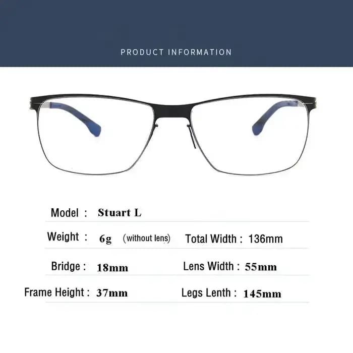 Lunettes médicales StuartL en acier inoxydable pour hommes et femmes