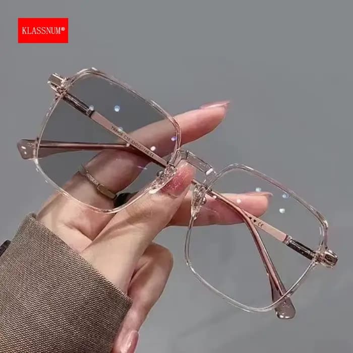 KLASSNUM femmes Transparent Anti lumière bleue lunettes photochromiques grand cadre ordinateur