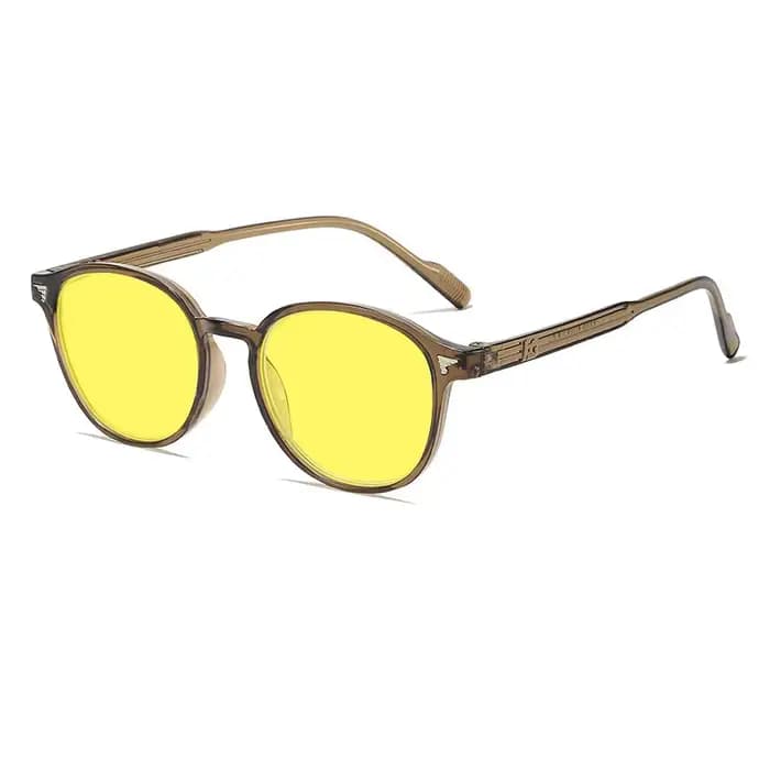 Lunettes de Vision nocturne à lentille jaune à monture ronde pour hommes et femmes
