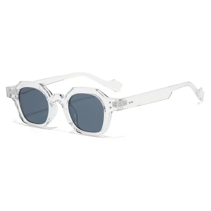 Vintage polygone carré femmes lunettes de soleil mode hexagone clair océan lentille nuances UV400 hommes Rivets