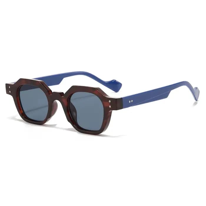 Vintage polygone carré femmes lunettes de soleil mode hexagone clair océan lentille nuances UV400 hommes Rivets