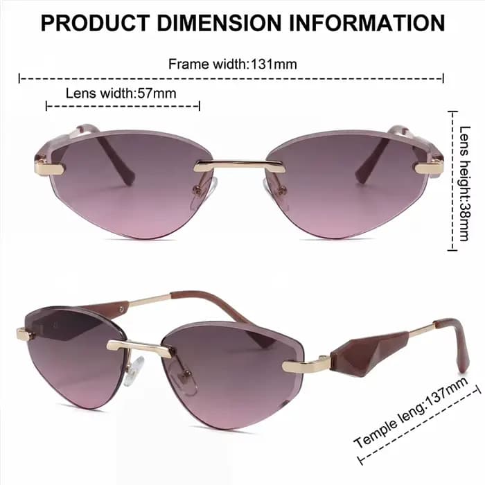 Lunettes de soleil œil-de-chat sans monture tendance pour femme 2026