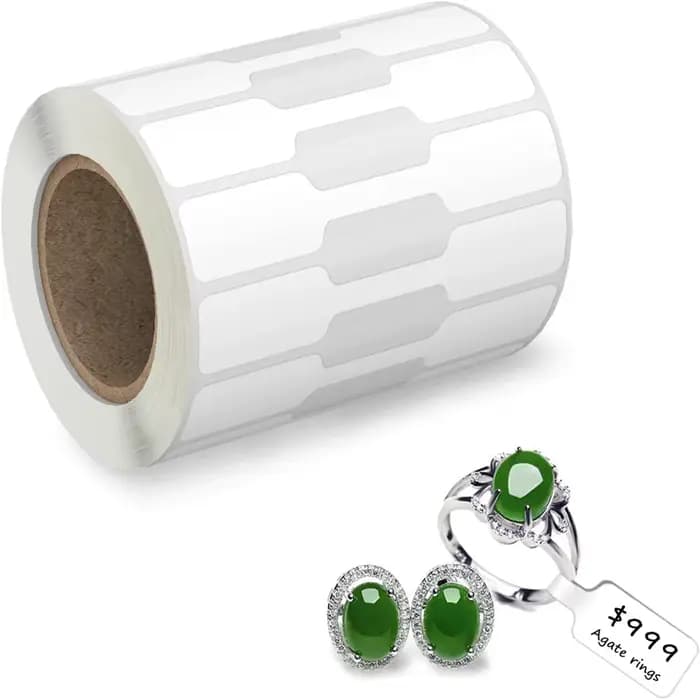 Autocollants de Prix en Papier Kraft, Étiquettes Autocollantes de Prix pour Bijoux, Blanc, pour Bague, Collier, Boucles d'Oreilles, 500 Pièces/Rouleau