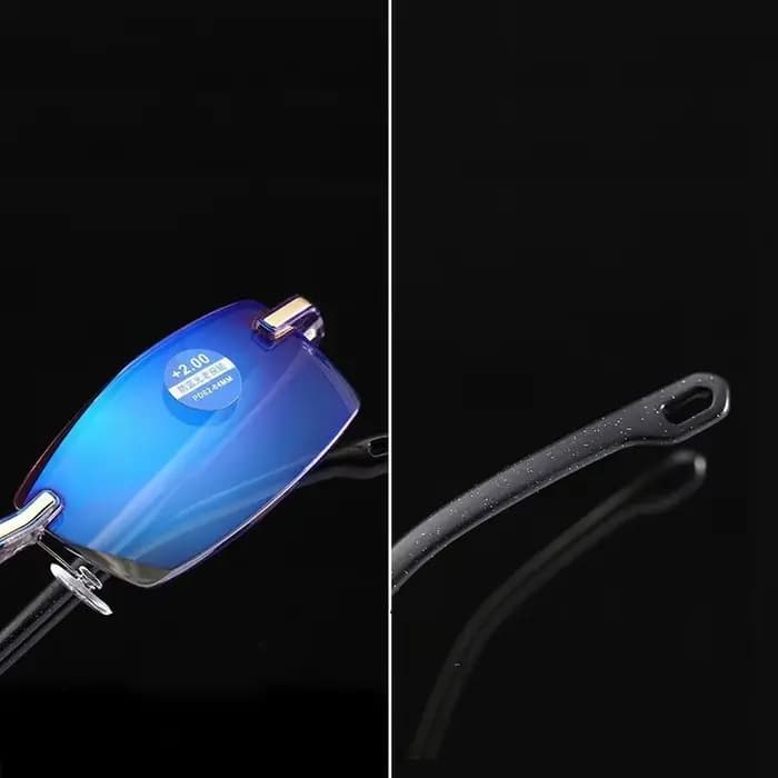 Lunettes de lecture carrées sans monture anti-lumière bleue 2025 pour femmes et hommes