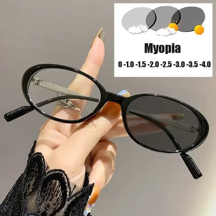 Lunettes de myopie photochromiques à monture ovale pour femmes