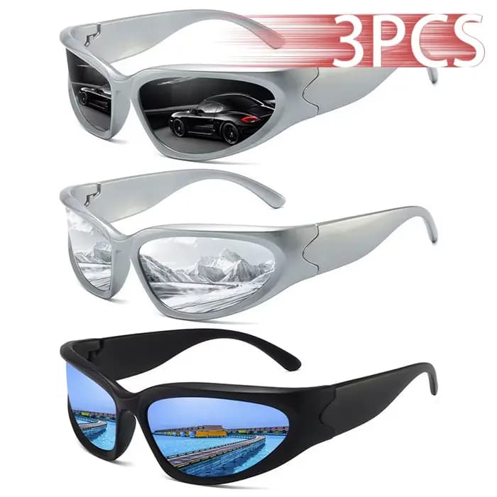 3 paires de lunettes de soleil vintage Y2K classiques punk pour femmes et hommes