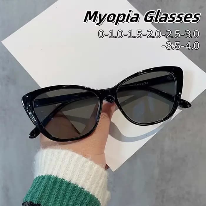 Lunettes de soleil œil de chat pour myopie, haut de gamme, pour femmes et hommes, résistantes aux UV, pour la plage et les voyages, décoratives, 0 à-4.0