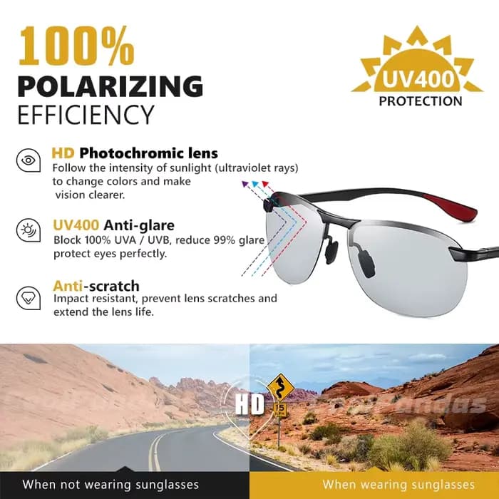 Marque Design photochromique lunettes De soleil polarisées hommes jour