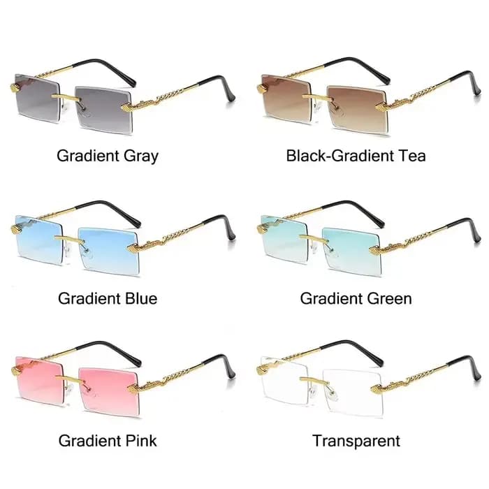Lunettes de soleil tendance sans monture en métal en forme de serpent, monture carrée, verres dégradés, pour femmes et hommes