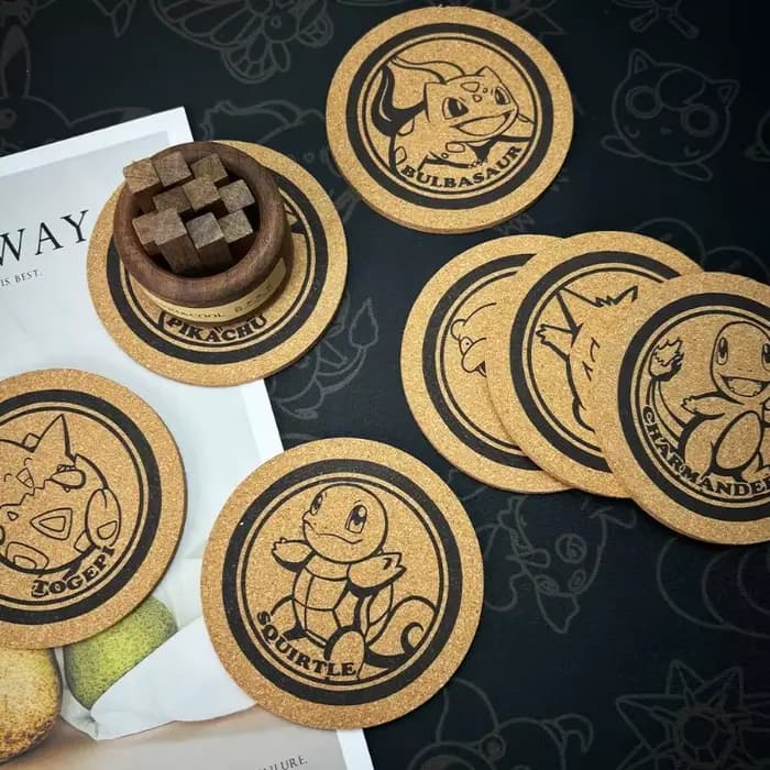 Dessous de verre Pokémon, version Q périphérique, dessin animé, créativité mignonne, dessous de verre exquis, pratique, dessous de verre en liège