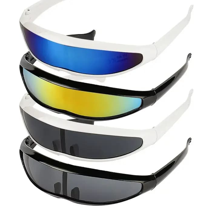 Lunettes de soleil futuristes à visière cyclope étroite pour hommes