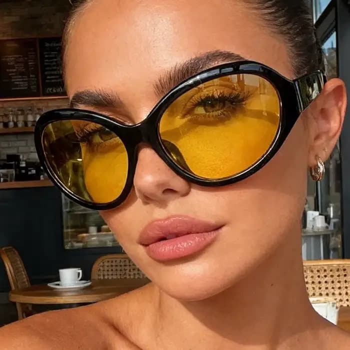 Lunettes de soleil Y2K jaunes couleur bonbon pour femmes