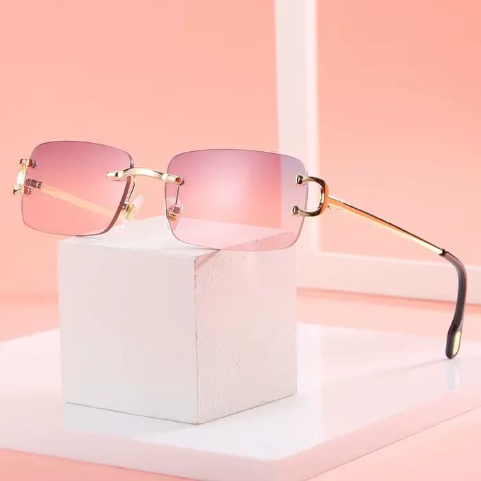 2024 Lunettes De soleil sans monture en métal Vintage cadre carré femmes