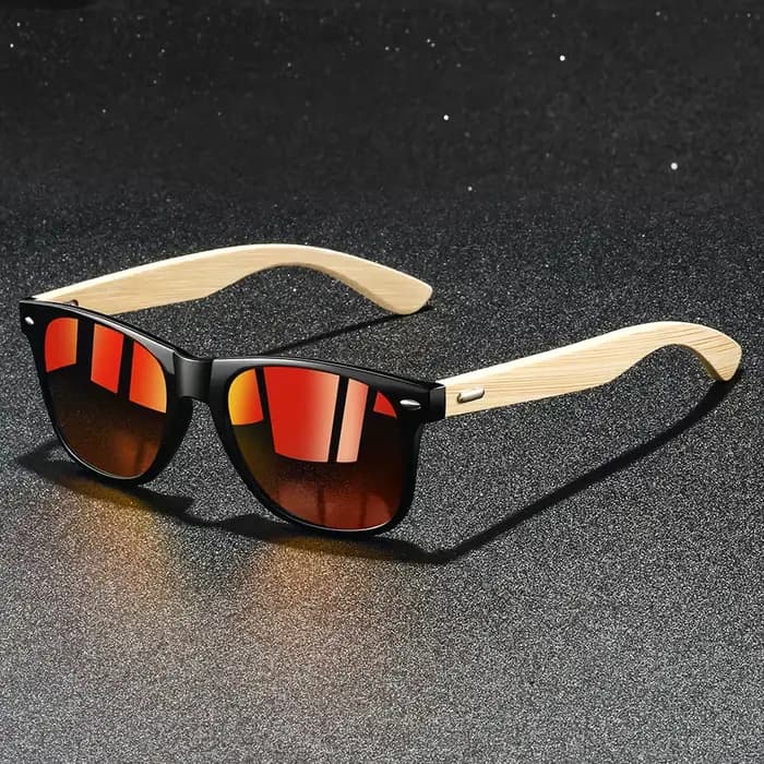 Lunettes de soleil carrées en bois de bambou vintage pour hommes et femmes